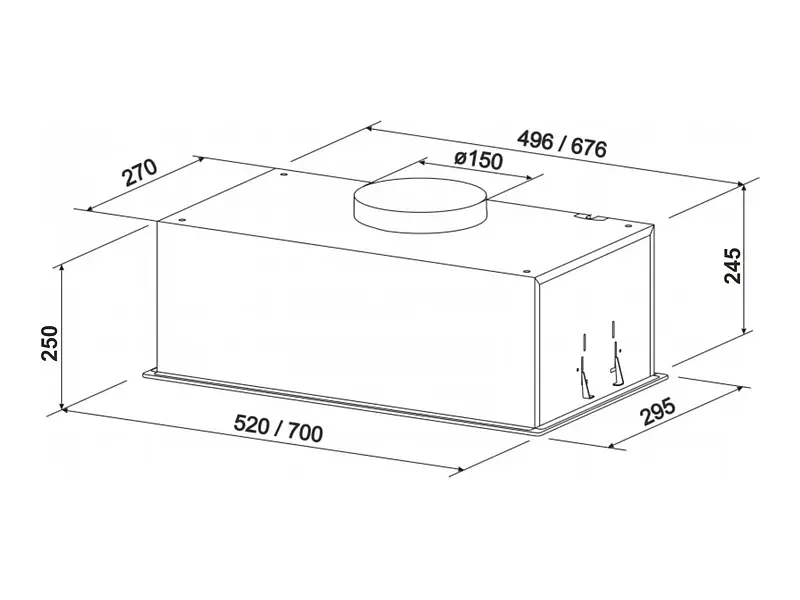 Витяжка вбудована ELEYUS ETNA 1200 LED 52 BL - фото 6