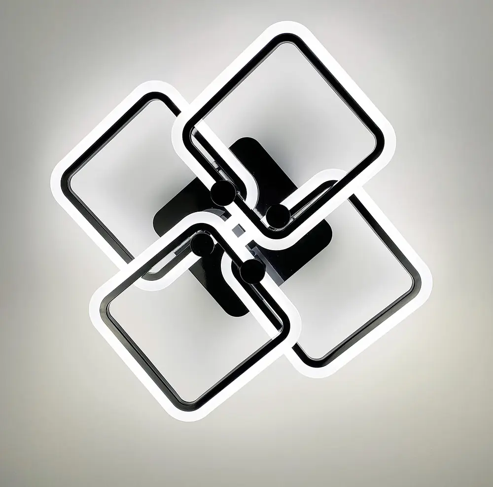 Светодиона люстра на 4 рожка квадратной формы | Line F | Ст. A2503/4S BK - фото 2