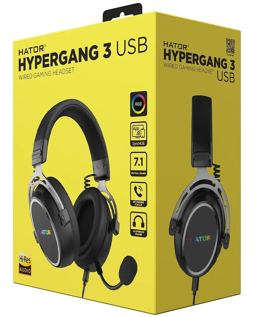 Ігрова гарнітура HATOR Hypergang 3 Hi-Res USB7.1 Black (ESH50) - фото 8