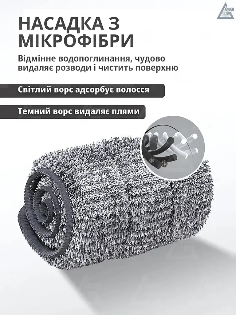 Комплект для домашнього прибирання легка швабра лентяйка, що обертається на 360°, зі складною ручкою та відром для віджимання 6л - фото 8