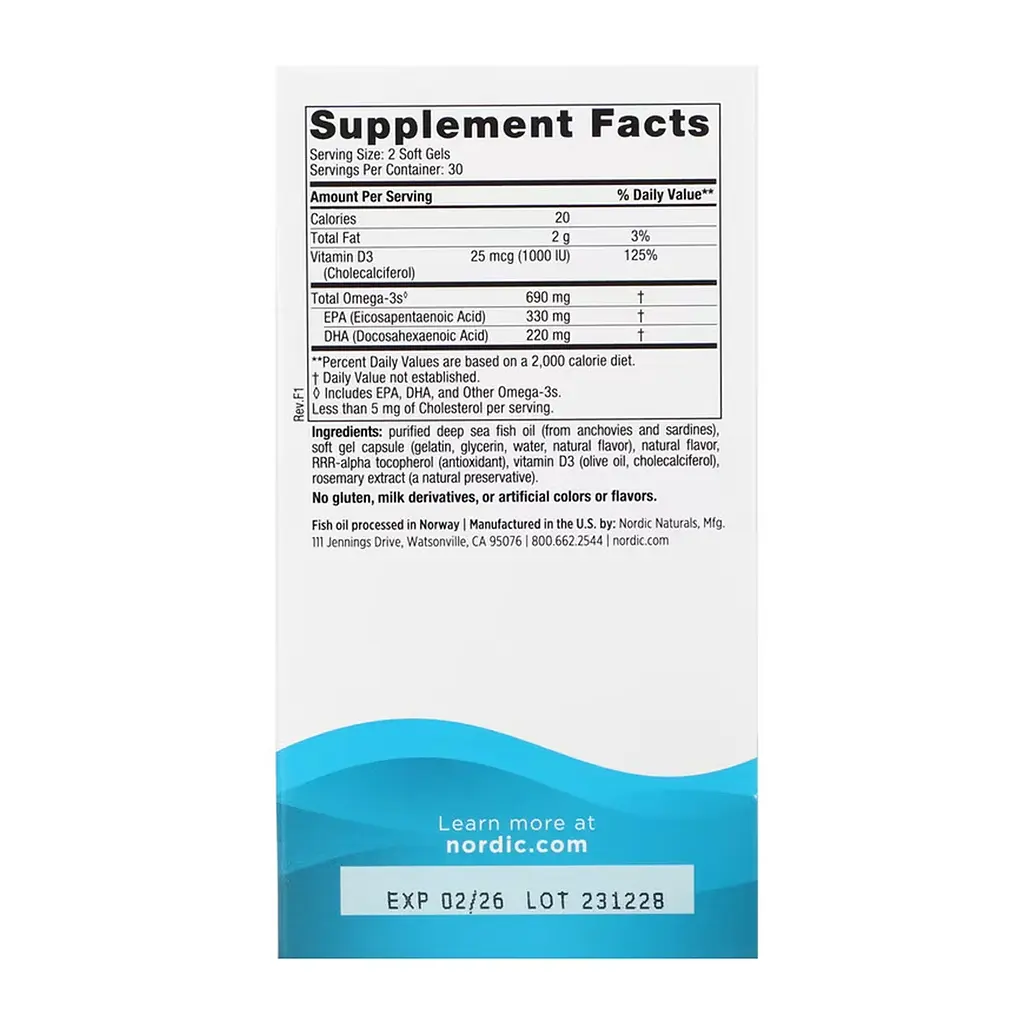 Омега-3 риб'ячий жир Nordic Naturals для серця, мозку та зору 60 софтгелів - фото 2