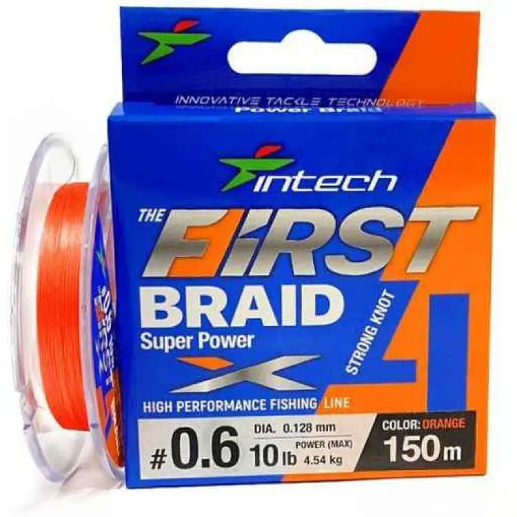 Шнур INTECH 0,128мм 4,54кг 100м #0.6 First Braid X4 Orange