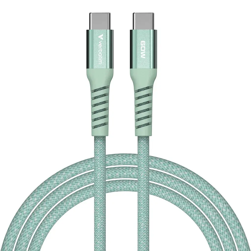 Кабель Verbatim 60 Вт /USB-C–USB-C /120 см-зелений (31864) - фото 3