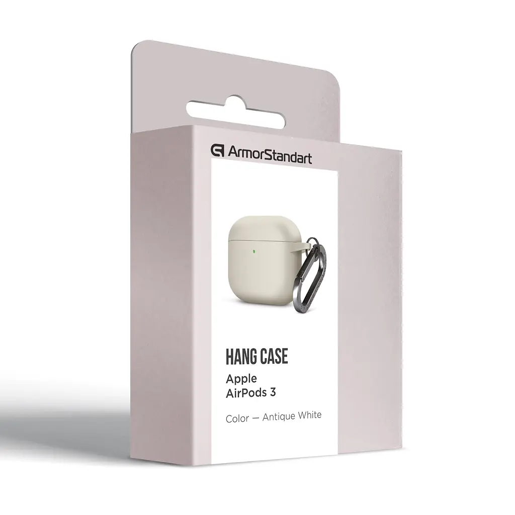 Силіконовий чохол для навушників Apple AirPods 3, Hang Case, бежевий, ультратонкий захисний кейс товщиною 2 мм, захист від подряпин, пилу та ударів, компактний, з карабіном для кріплення, ArmorStandart (ARM60307) - фото 8