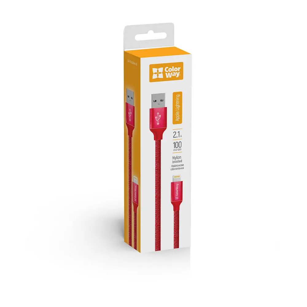 Кабель ColorWay USB-Lihgtning 1 м Red - фото 2