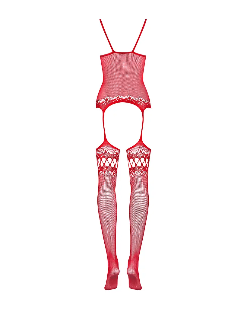 Бодістокінг - Obsessive F214 Bodystocking Red S/M/L - фото 4