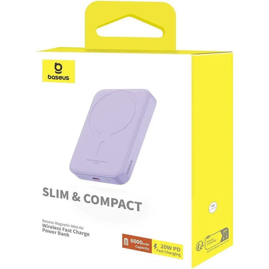 Зовнішній акумулятор Baseus Magnetic Bracket Mini 6000mAh 20W Purple (P10059002513-00) [141929] - фото 10