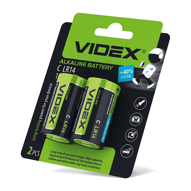 Батарейка лужна Videx LR14/C 2шт BLISTER CARD VIDEX (23332-000) - фото 2