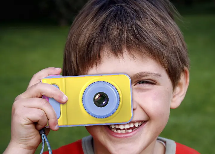 Дитячий цифровий фотоапарат фотокамера Smart Kids Camera V7 жовто-блакитний - фото 3
