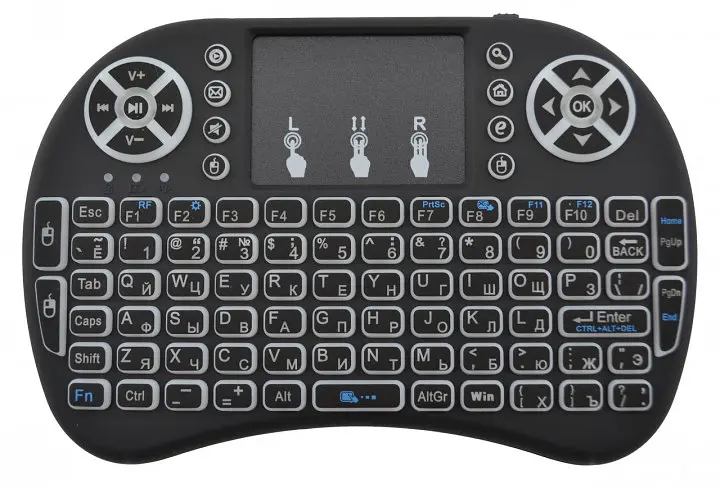 Бездротова клавіатура з тачпадом акумуляторна пульт для Smart TV планшета смартфона Підсвічування 3 кольори UKC mini i8 2.4G - фото 4
