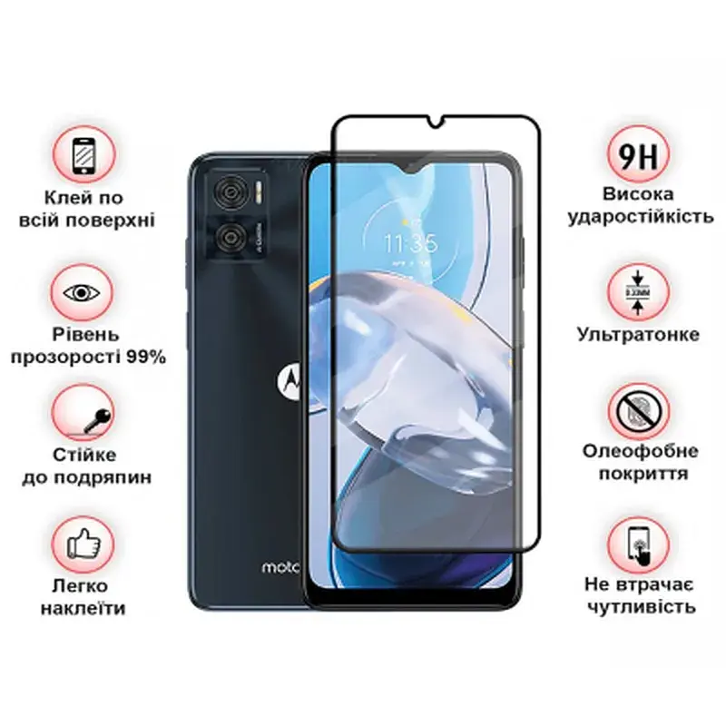 Скло захисне BeCover Motorola Moto E22/E22i Black (709731) - фото 4