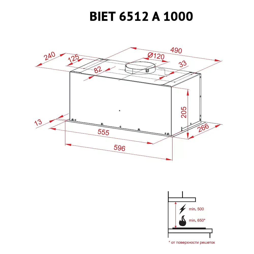 Витяжка повновбудована Perfelli BIET 6512 A 1000 W LED - фото 8