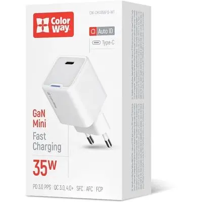 Зарядний пристрій ColorWay GaN Mini 35W PD Port PPS USB-C white (CW-CHS056PD-WT) - фото 6