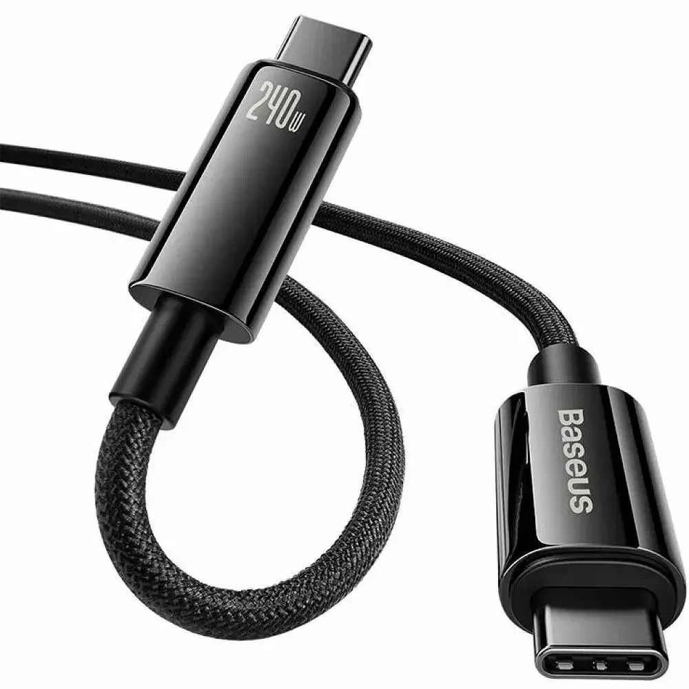 Кабель Baseus Tungsten Gold Fast Charging Cable Type-C to Type-C 240W 2m CAWJ040101 Black - фото 2