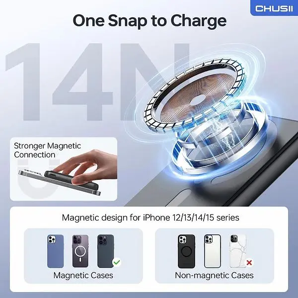 Портативний зарядний пристрій Magsafe бездротовий магнітний ємністю 12000 мАг - фото 5