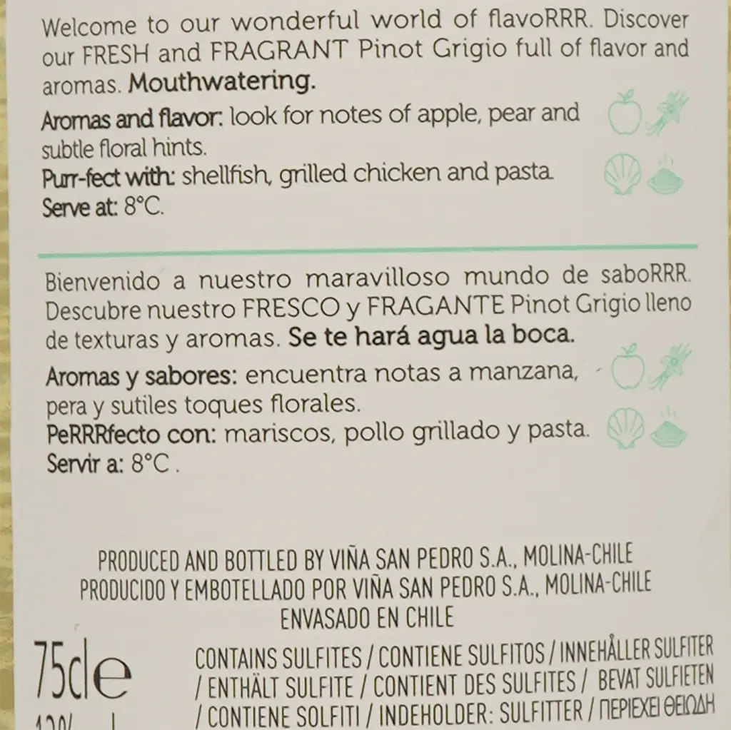 Вино Gato Negro Pinot Grigio, белое, сухое, 12,5%, 0,75 л (804495) - фото 4