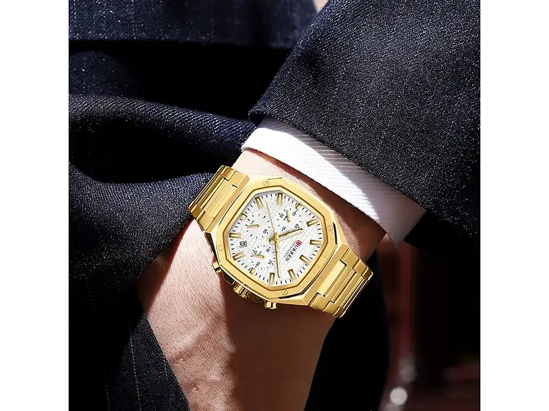 Чоловічий наручний годинник 8459 Gold-White Curren acs0031415 - фото 4