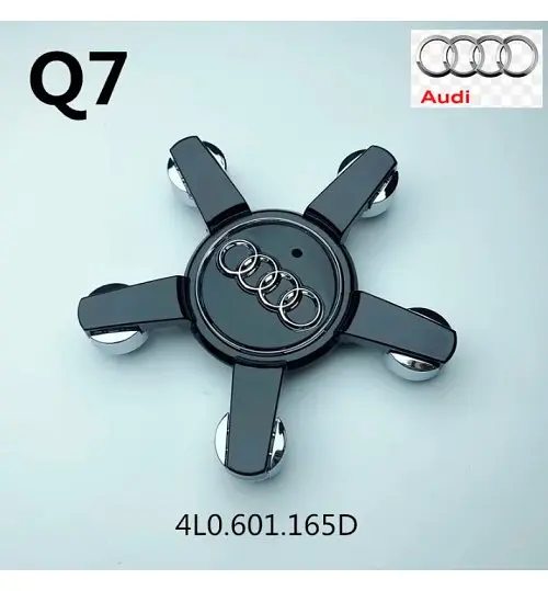 Ковпачки на литі диски Audi Q7 150 х 67 мм П'ятикутний об'ємний логотип Чорні (4L0601165) 1 шт - фото 3