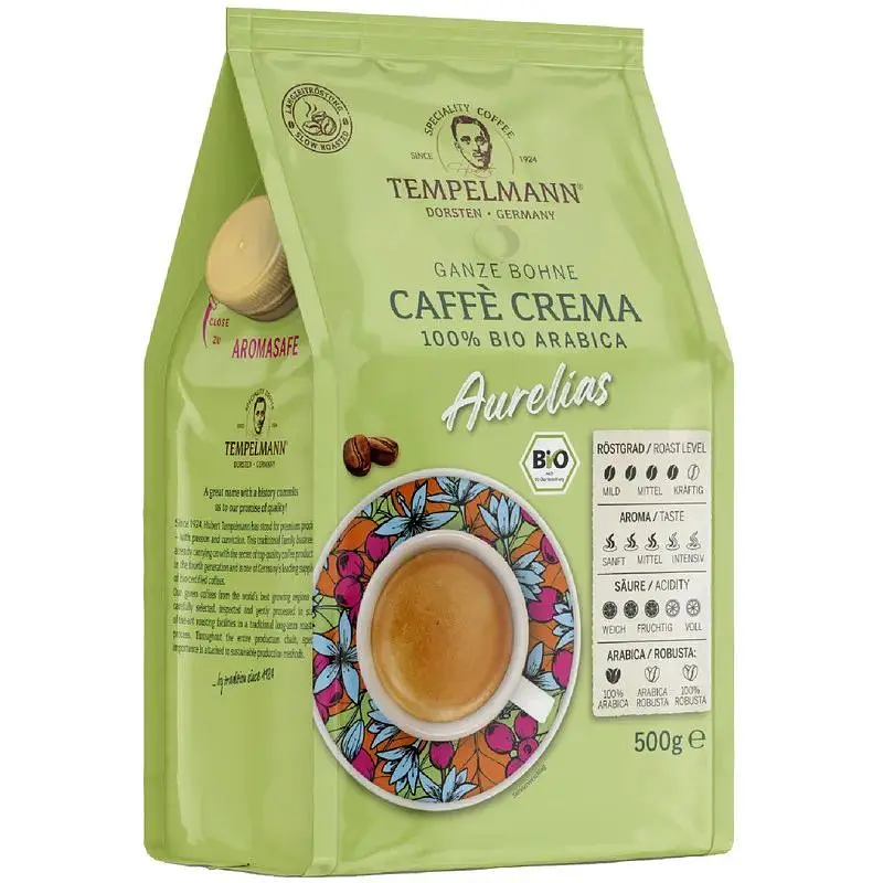 Кава в зернах Tempelmann Aurelias Bio Caffe Crema 500 г - фото 1