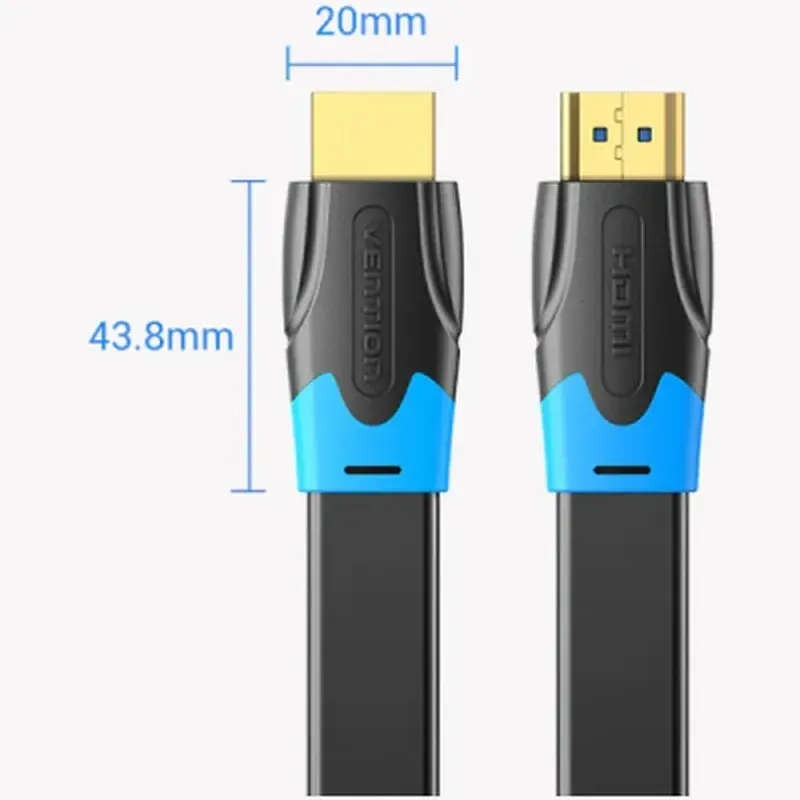 Кабель мультимедійний HDMI M to HDMI M 8.0m V2.0 4K60Hz PVC flat black Vention (AAKBK) - фото 2