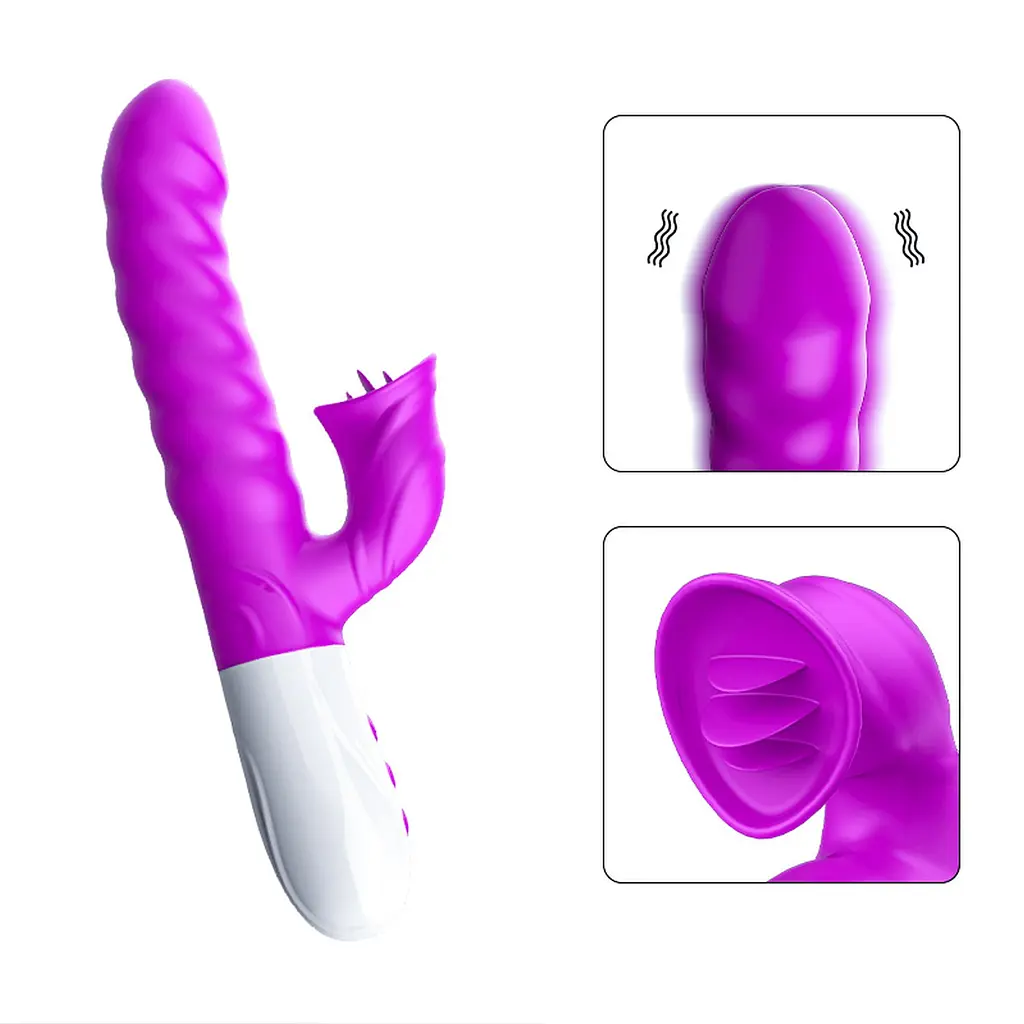 Вібратор для подвійної стимуляції Silicon, Vibrator 7 Function and Heating Mode, PURPLE Boss Series 63-00058 100166 - фото 5
