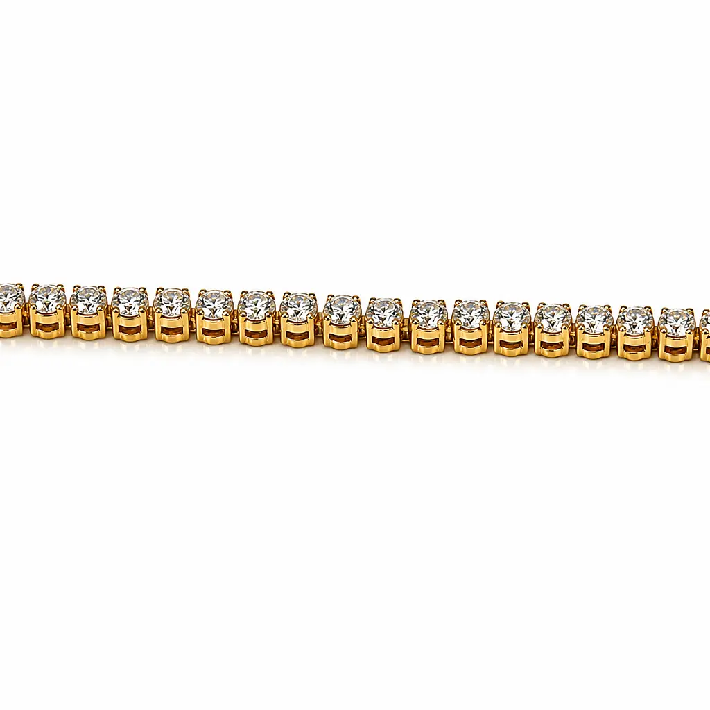 Жіночий тенісний браслет із жовтого золота з муасанітами BR-0408 16.5 - фото 3