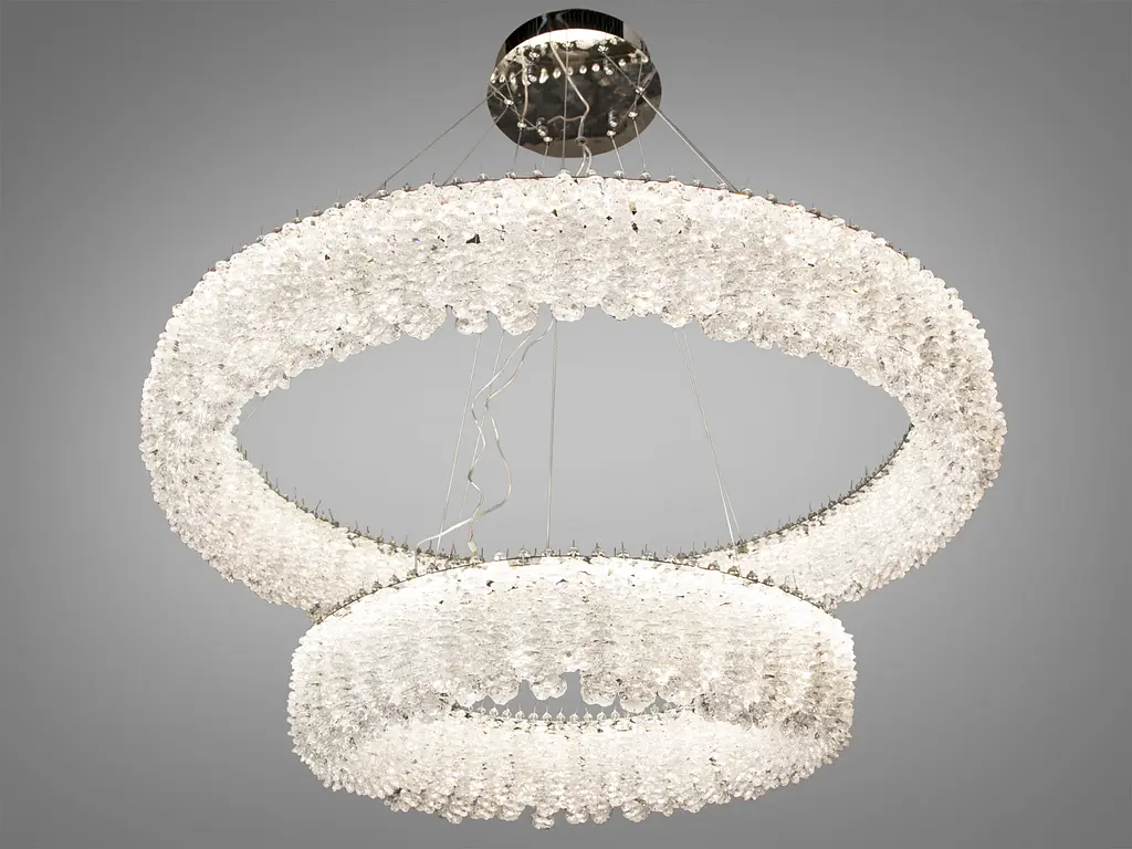 Подвесная люстра 505-600+400CH хром хрустальная светодиодная 60Вт. - фото 2