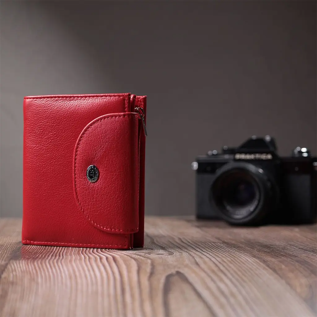 Яскравий жіночий гаманець із монетницею з натуральної шкіри ST Leather 22712 червоний - фото 10