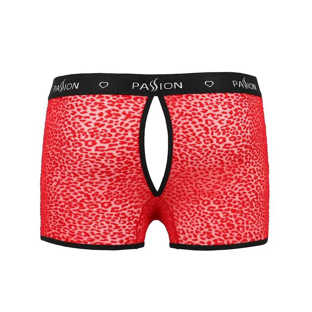 Чоловічі прозорі боксери Passion 046 SHORT PARKER XXL/XXXL Red, сітка, під леопард - фото 6