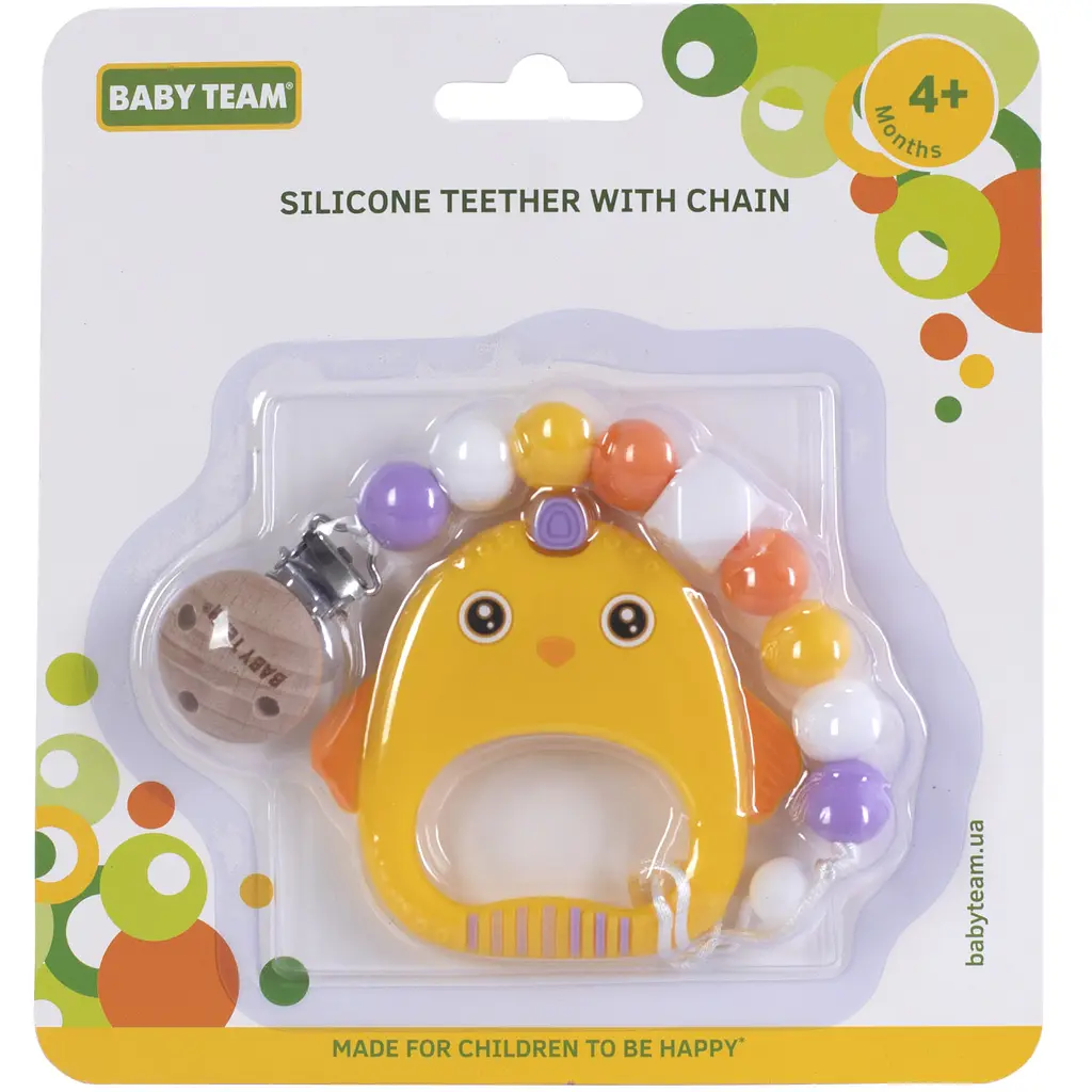 Прорізувач силіконовий Baby Team з ланцюжком (4055_курча) - фото 2