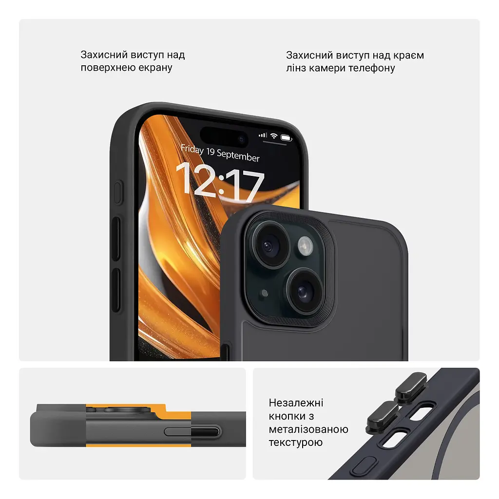 Чехол для Apple iPhone 15, Uniq MagCase, черный, противоударный, панель-накладка с магсейф, ударопрочный TPU+PC, с магнитом MagSafe, поддержка полноценной беспроводной зарядки, ArmorStandart (ARM75265) - фото 3