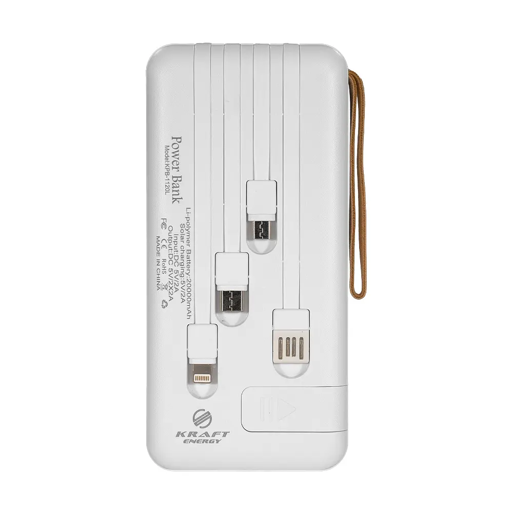 Повербанк 20000mAh Power Bank Kraft KPB-1120L White LED-фонарь (43-00054) - фото 3