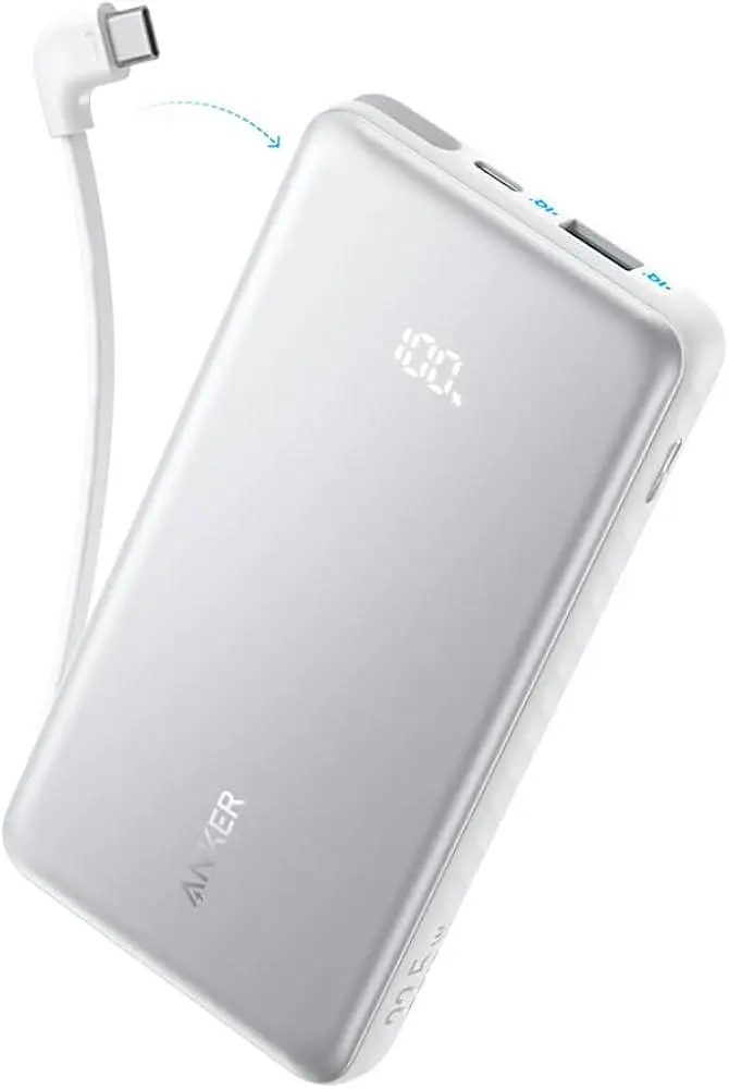 Акумулятор зовнішній Anker Zolo Power Bank 10000mah вбудований кабель USB-C білий