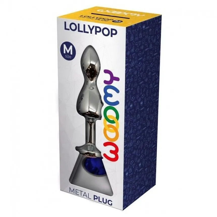 Анальна пробка Wooomy Lollypop Double Ball Metal Plug M, 9.4х3.1 см, синій - фото 4