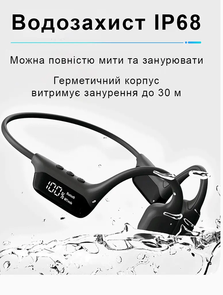 Наушники для плавания бега активного спорта open-ear с костной проводимостью 32 ГБ собственной памяти S10 (1228-02) - фото 2