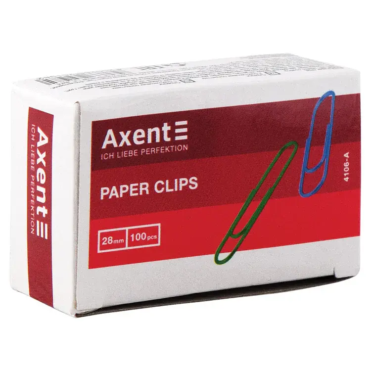 Скріпки 28мм Axent круглі кольорові 100 шт 4106 - фото 3
