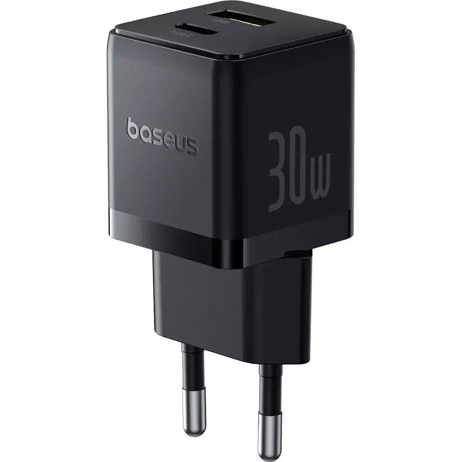 Мережевий зарядний пристрій Baseus Palm Fast Charger USB-A/USB-C 30W + Cable USB-C to USB-C 60W 1m Black (P1011160A113-01) [168072] - фото 3