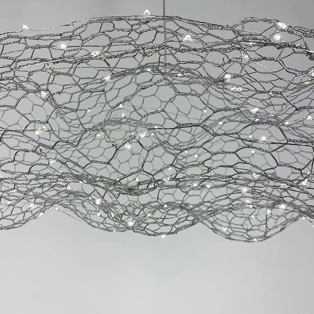 Декоративная люстра-облачко LED CLOUD в серебряном корпусе 80х45 см Line F | Ст. MJ83-800 CH - фото 4