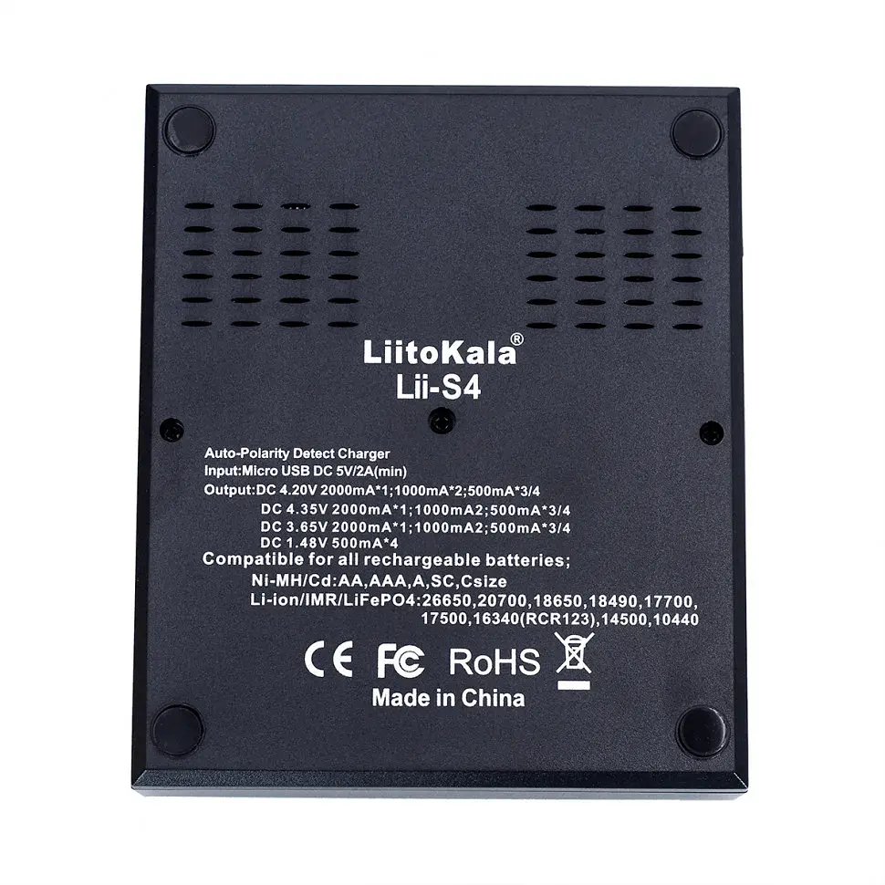 Зарядний пристрій для акумуляторів Liitokala 4 Slots, LCD дисплей, Li-ion/Ni-MH/Ni-Cd/AA/ААA/AAAA/С (Lii-S4) - фото 9
