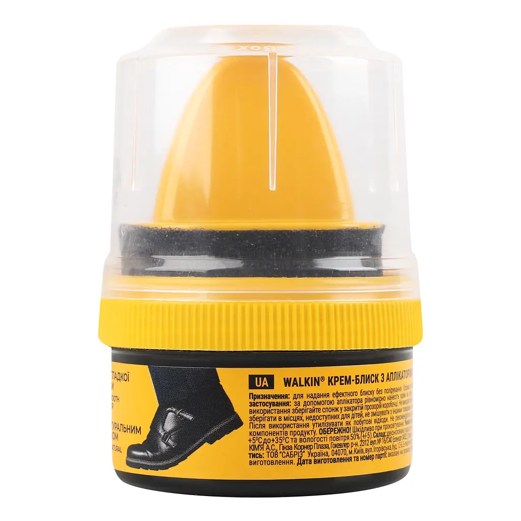 Крем-блиск для взуття з гладкої шкіри Walkin з аплікатором чорний 50 мл - фото 6