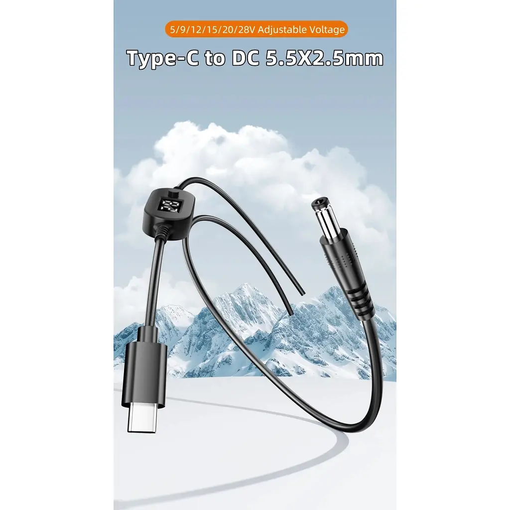 Кабель живлення USB-C to DC 5.5x2.5mm 1.0m 5V/9V/12V/15V/20V/28V 140W black XoKo (XK-K695) - фото 6