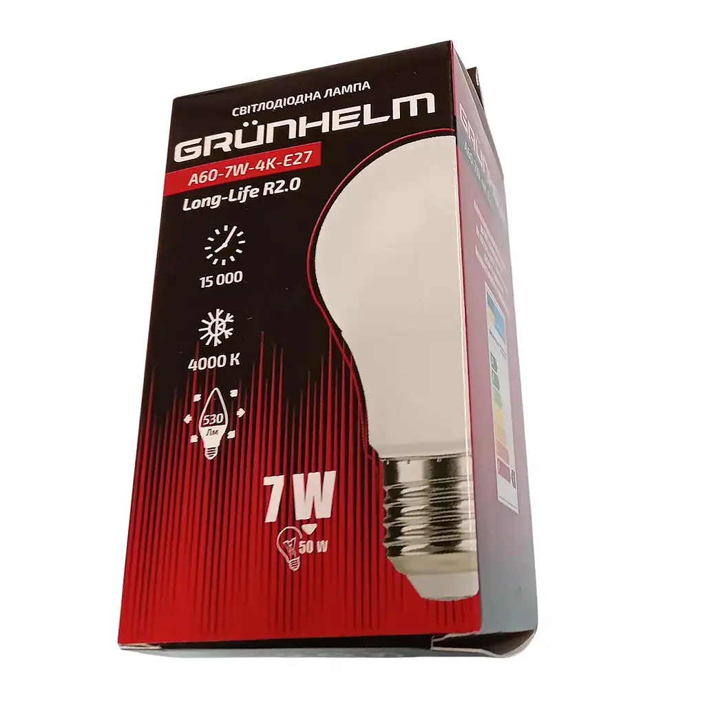 Лампа LED Grunhelm A60-7W-4K-E27 Long-Life R2.0 (149185) - фото 2