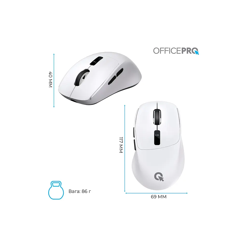 Мишка OfficePro M398W Wireless/Bluetooth White (M398W) - фото 12