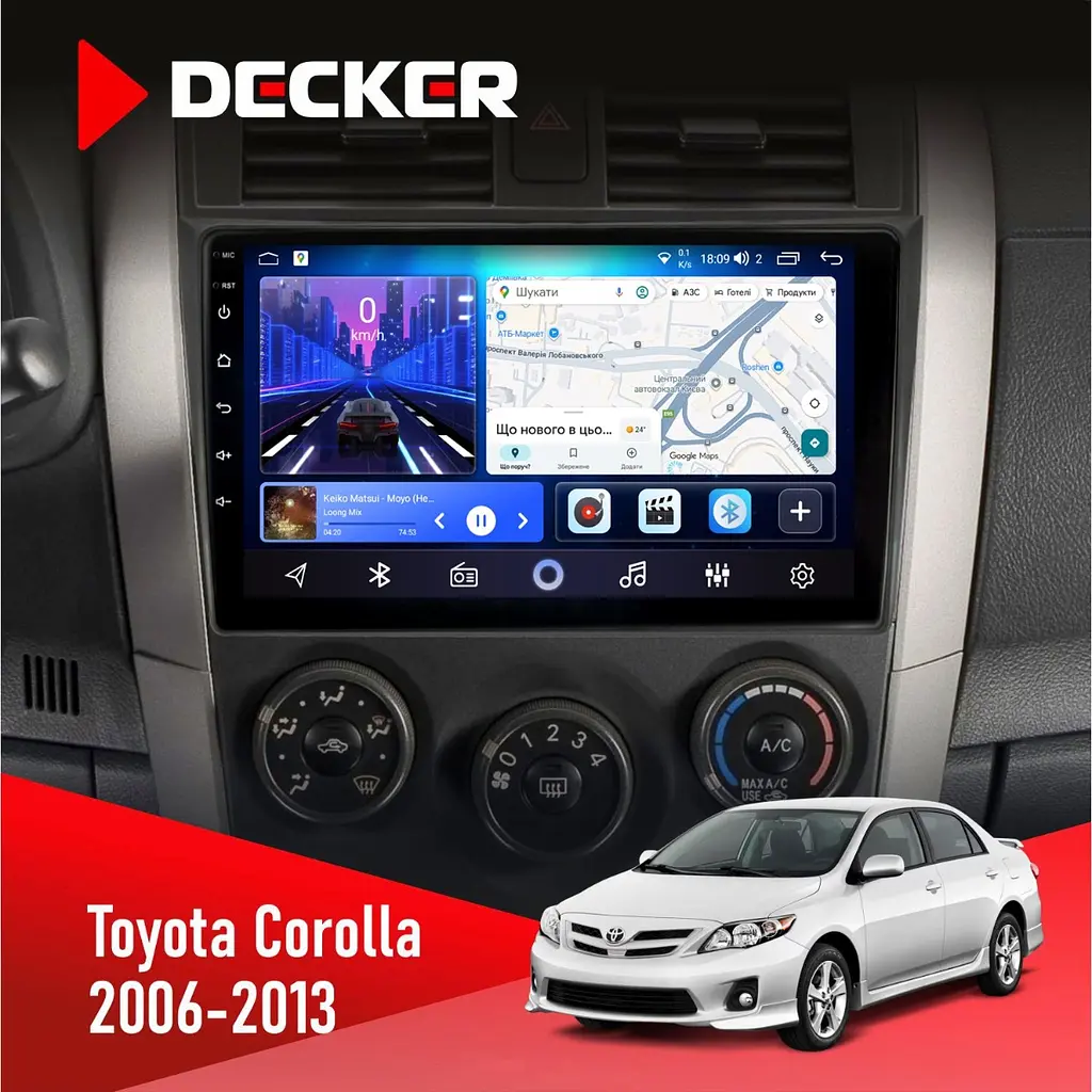 Штатна магнітола Toyota Corolla 2006-2013 Big frame Decker D9-006 4x64, 4G Decker (НФ-00004010)