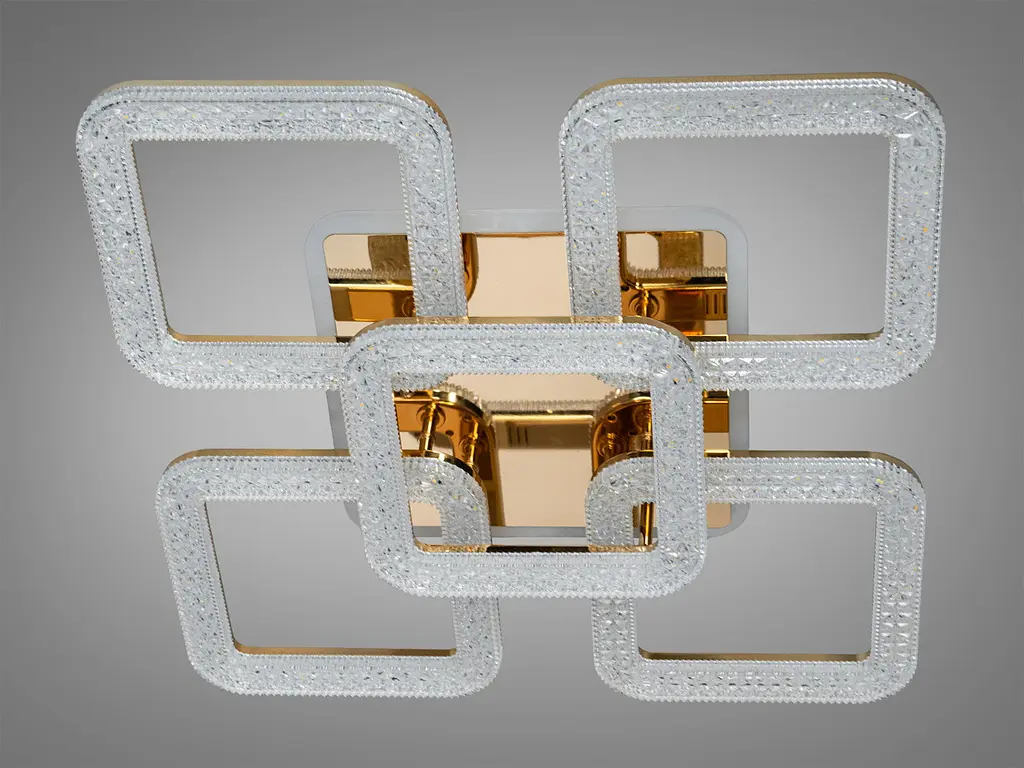 Люстра стельова LED Diasha 2205/4+1G, 80W, 3200K-6500K, золото, сучасний стиль, з пультом, димером - фото 3