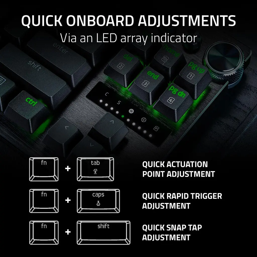 Клавиатура Razer Huntsman V3 Pro TKL 8 кГц 84 клавиши, аналоговый оптический переключатель Gen-2, USB-A, EN, RGB, черная (RZ03-05520100-R3M1) - фото 8