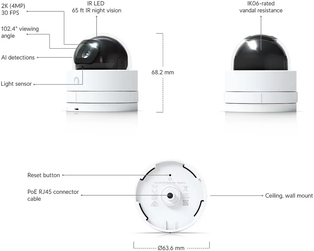 IP-камера Ubiquiti UniFi Protect G5 Dome Ultra (UVC-G5-DOME-ULTRA) - фото 6