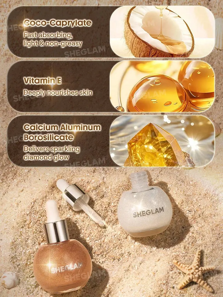 Олія-хайлайтер для тіла SHEGLAM Sunlit Silk Highlighting Body Oil Frosted Opal - фото 3