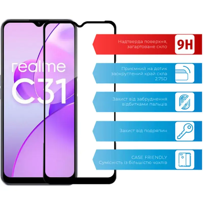 Скло захисне ACCLAB Full Glue Realme C31 (1283126540721) - фото 2