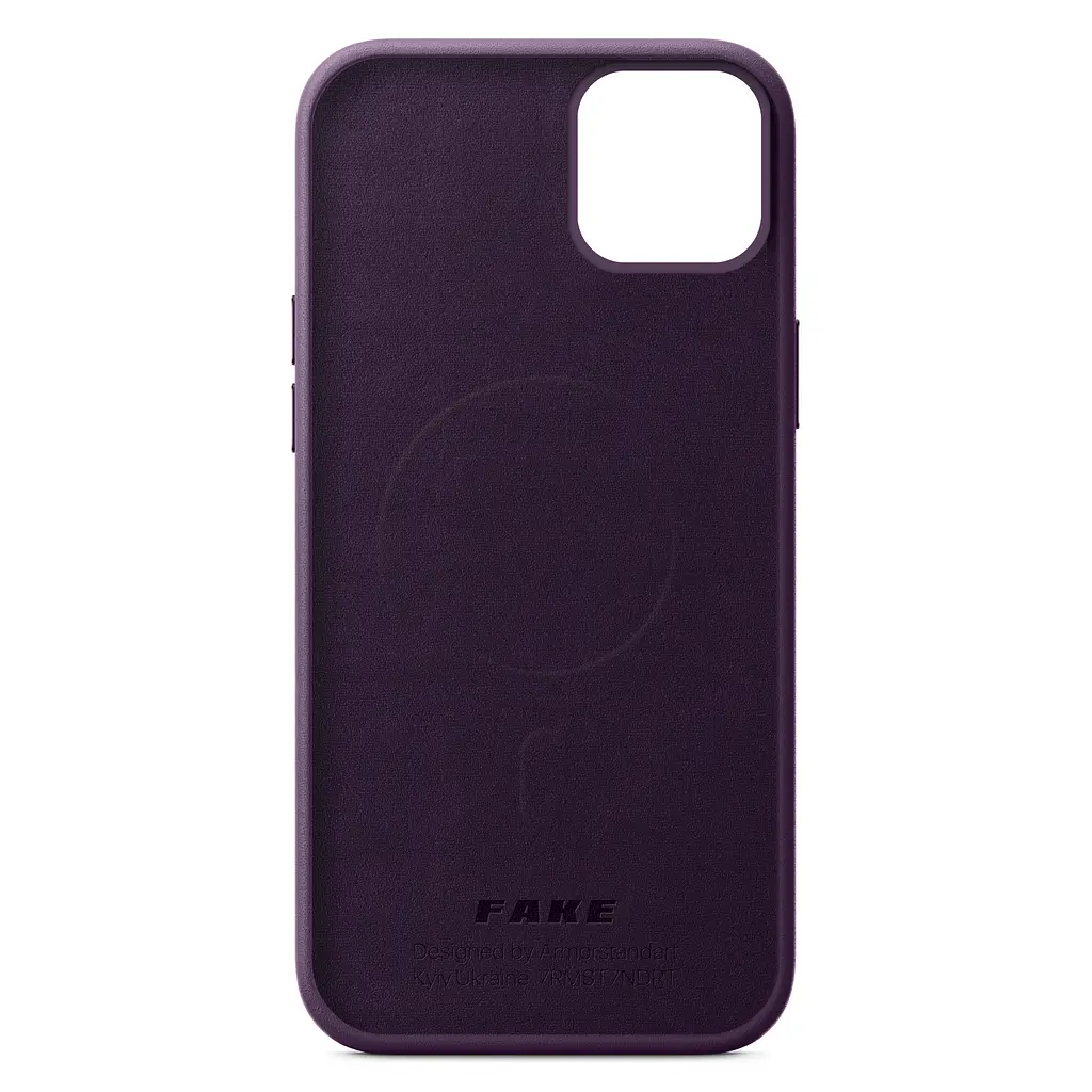 Кожаный чехол-панель для Apple iPhone 14 Plus, FAKE Leather Case, фиолетовый, искусственная кожа, премиальный, противоударный, защита всего корпуса, с мягкой подкладкой, поддержка MagSafe и беспроводной зарядки, ArmorStandart (ARM64395) - фото 2